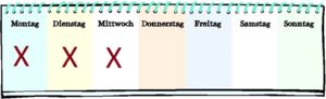 Kalender mit drei angekreuzten Tagen. Kalender mit drei angekreuzten Tagen.
